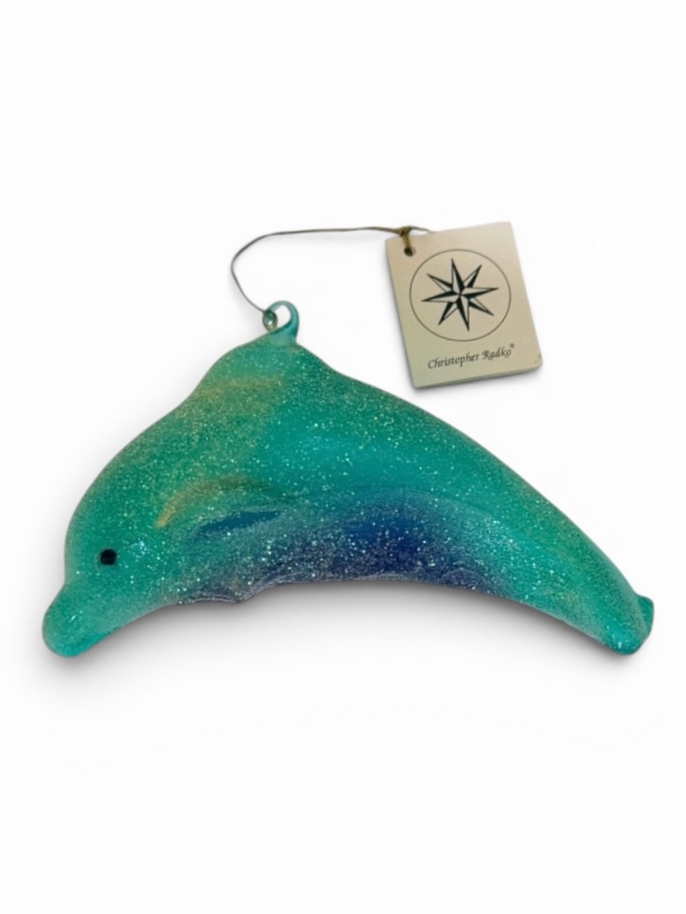 Christopher Radko "Blue Dolphin Frost” Hand Blown Glass Ornament 1995